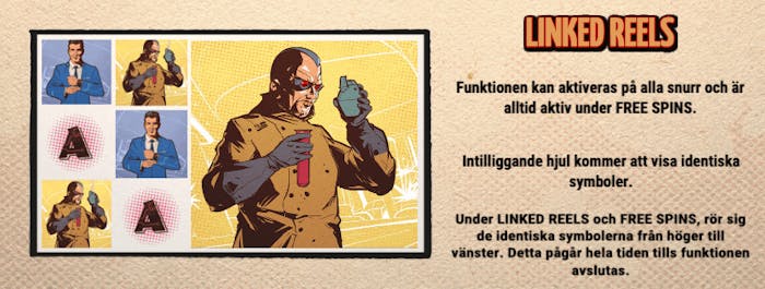 Funktionen Linked Reels kan aktiveras när som helst och är alltid aktiv under Free Spins.