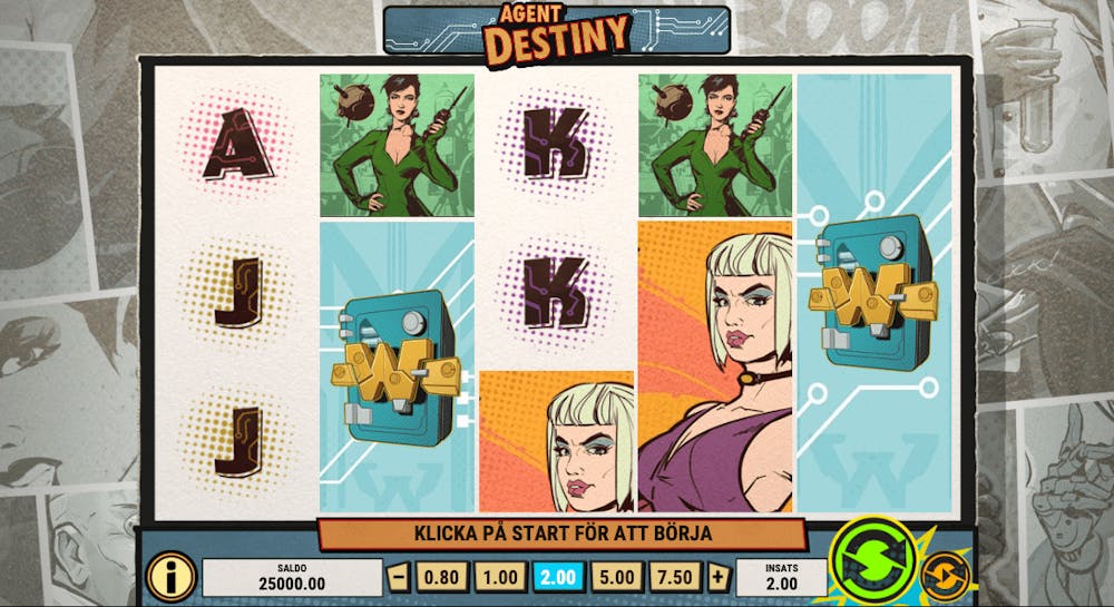 Agent Destiny slot i retrostil som för tankarna till gamla serietidningar.