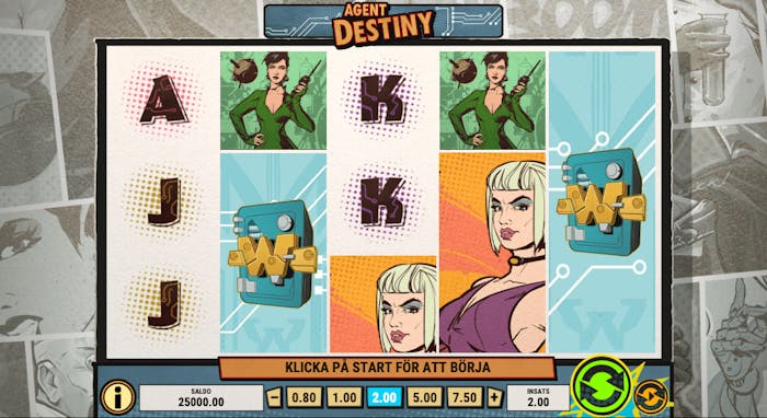 Agent Destiny slot i retrostil som för tankarna till gamla serietidningar.
