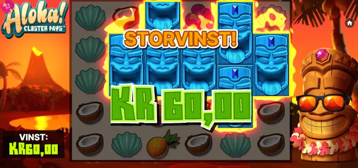 Storvinst i Aloha! Cluster Pays.
