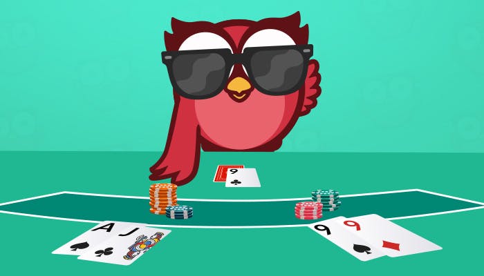 en bild på owlie som är dealer i blackjack