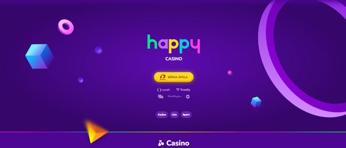 Bild som visar startsida hos happy casino