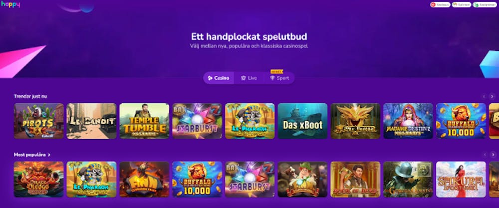 Bild på populära slots hos Happy Casino