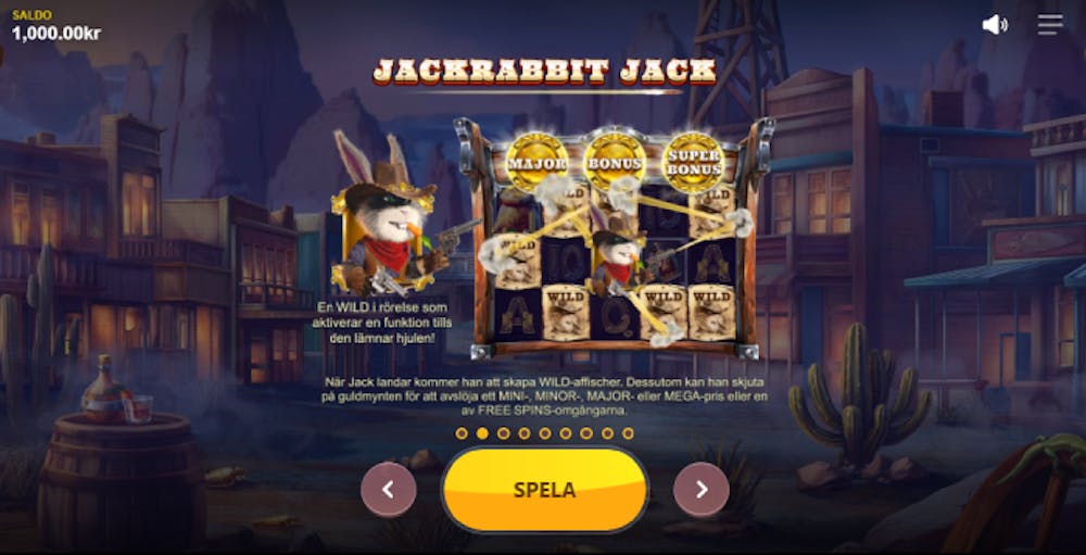 Bild som visar hur Jack sprider wilds över spelplanen i Jackrabbit Jackpots