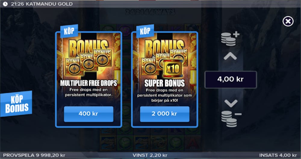 Katmandu Gold köp av bonus