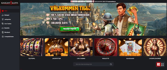 En bild som visar ett slott i bakgrunden av knightslots casino startsida
