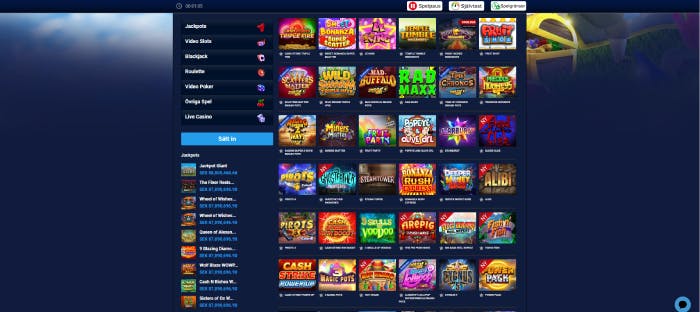 Bild som visar ett urval av slots hos Kungaslottet