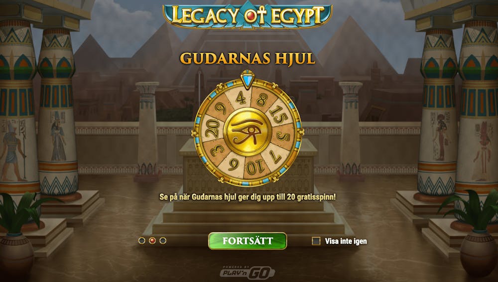 Startskärmen till sloten Legacy of Egypt.