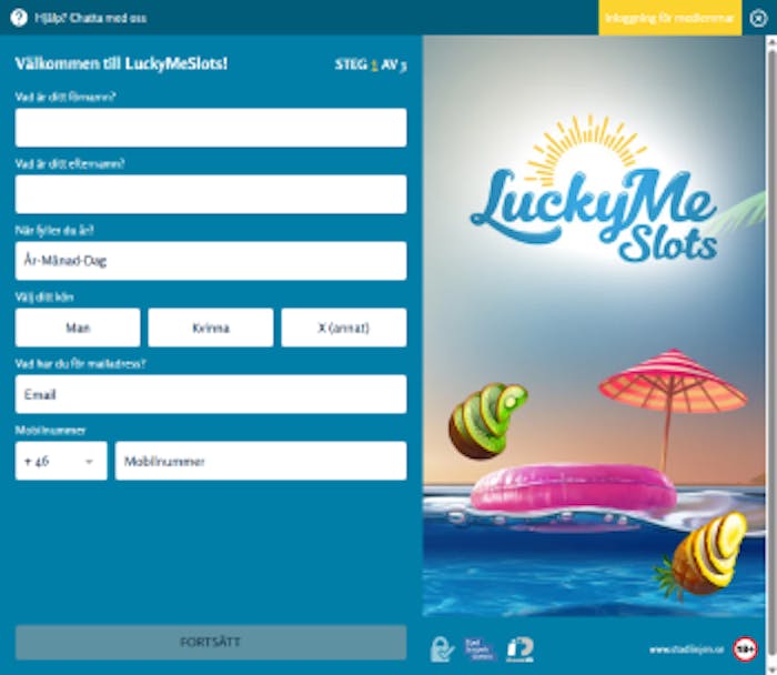 luckyme slots registreringsformulär