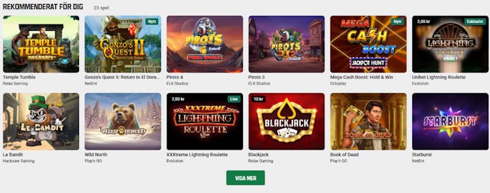 bild på slots hos Unibet