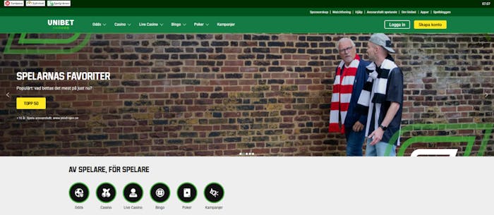 bild som visar unibet login skärm med Glenn