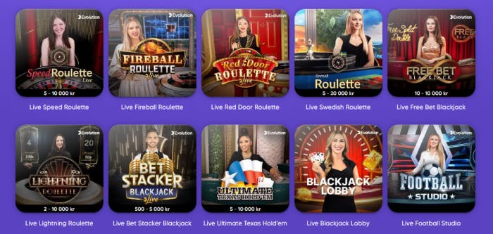 Bild som visar pop casino livecasino lobby