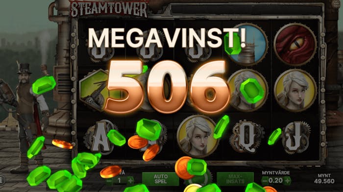 Storvinst under testsnurr i sloten Steam Tower.