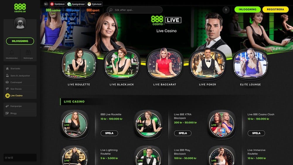 Även live casino