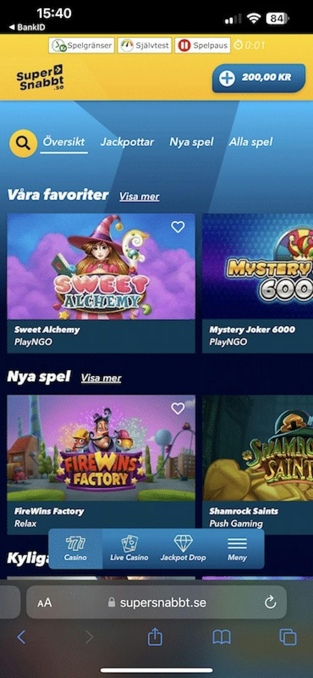 börja spela supersnabbt casino