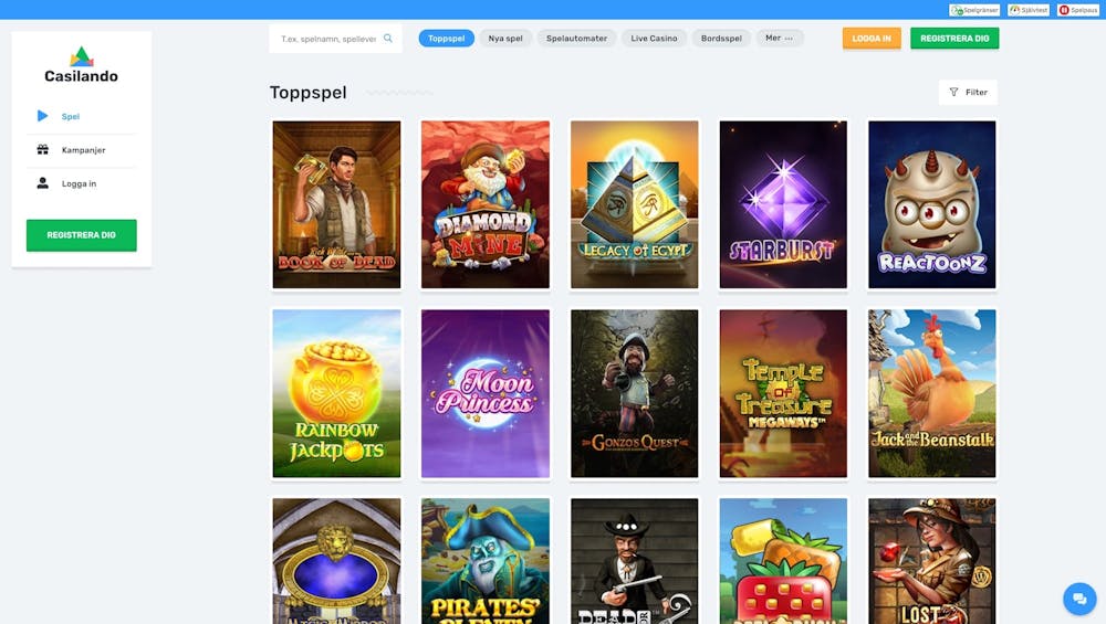 Imponerande spelutbud