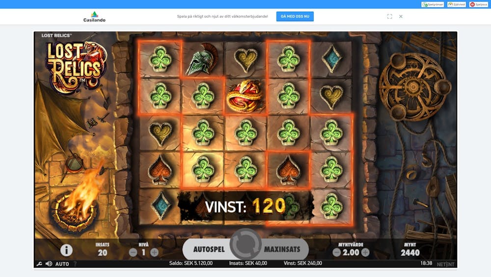 Spela Lost Relics hos Casilando