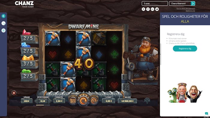Spela Dwarf Mine hos Chanz