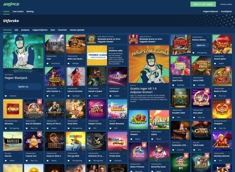 Hajper bjuder på ett imponerade spelutbud