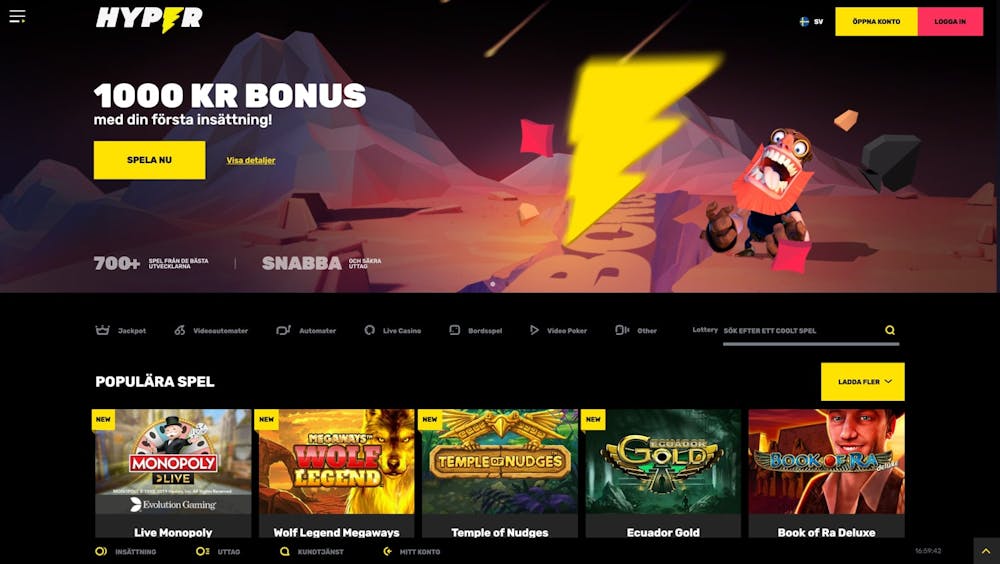 Så här ser Hyper Casino ut