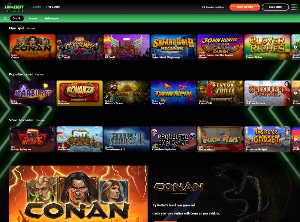InAndOutBet bjuder på ett stort spelutbud