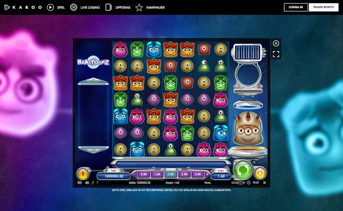 Reactoonz finns hos Kaboo Casino