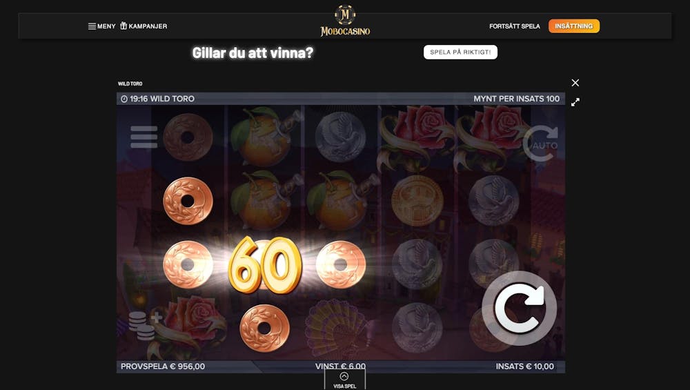 Spela Wild Toro hos Mobocasino