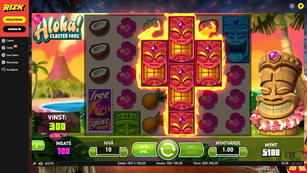 Med dina spins från bonusen kan du spela Aloha! Cluster Pays