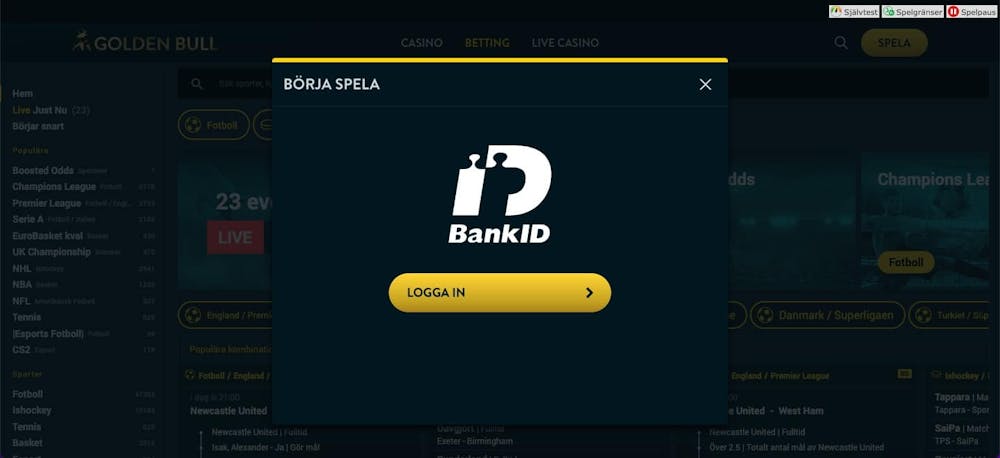 Bankid registrering pa GoldenBull