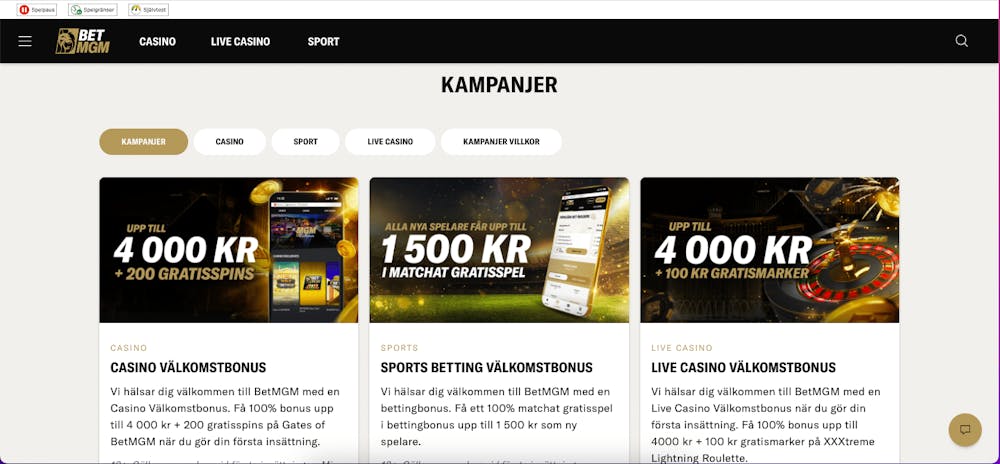 Bonuserbjudanden på BetMGM