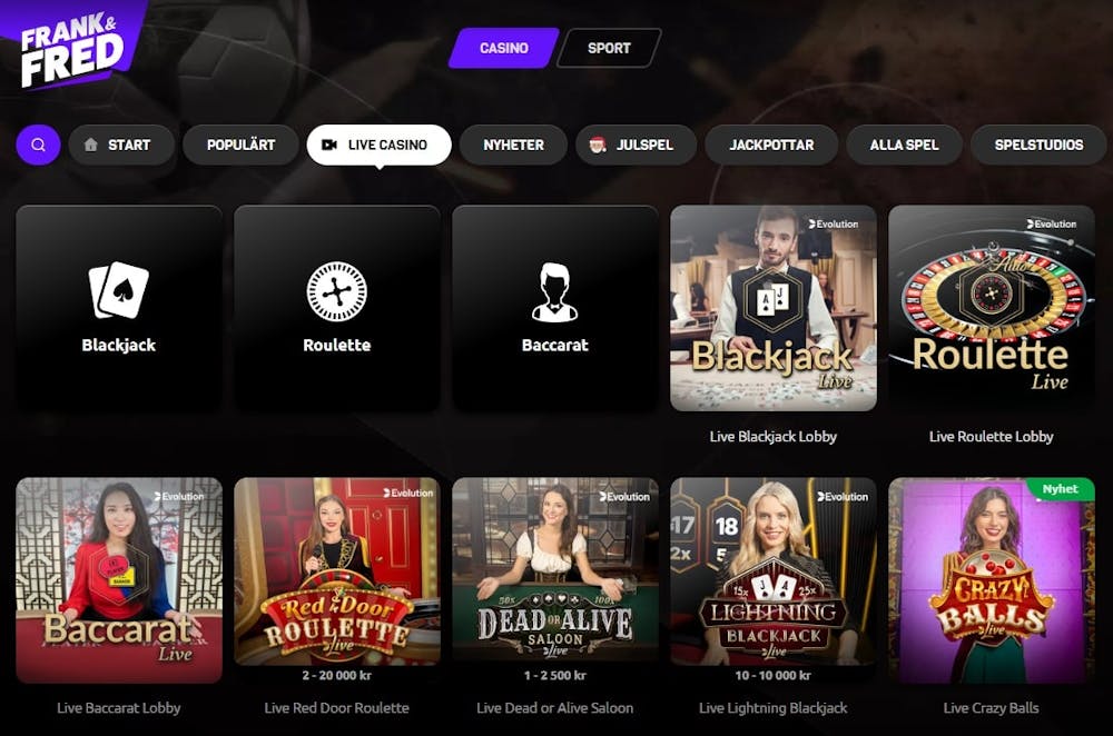frankfred live casino