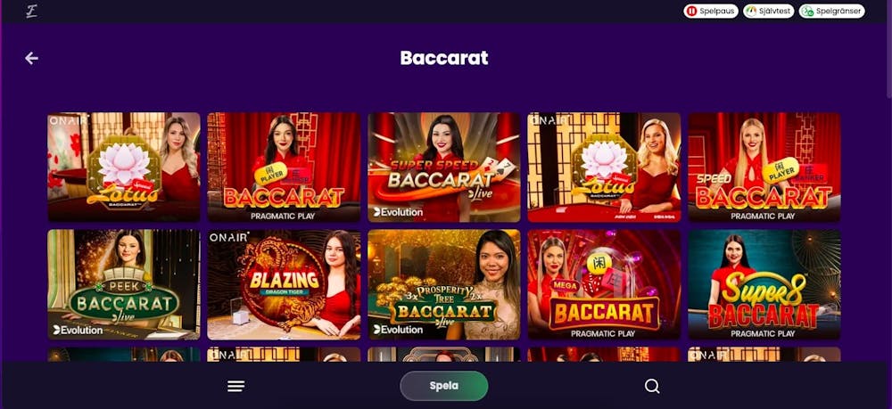 Utbudet av live casino på flax casino