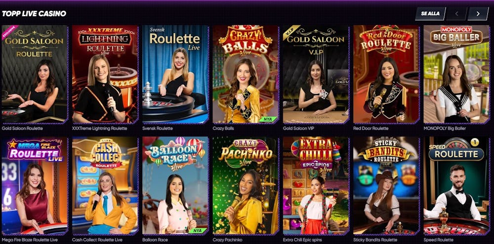 quick live casino lobby