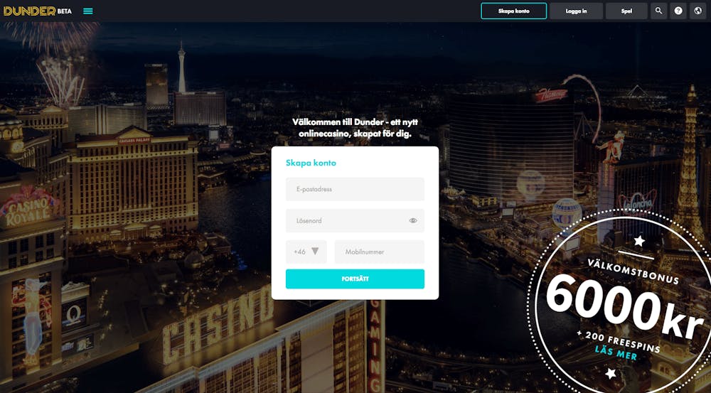 Dunder Casino registrering