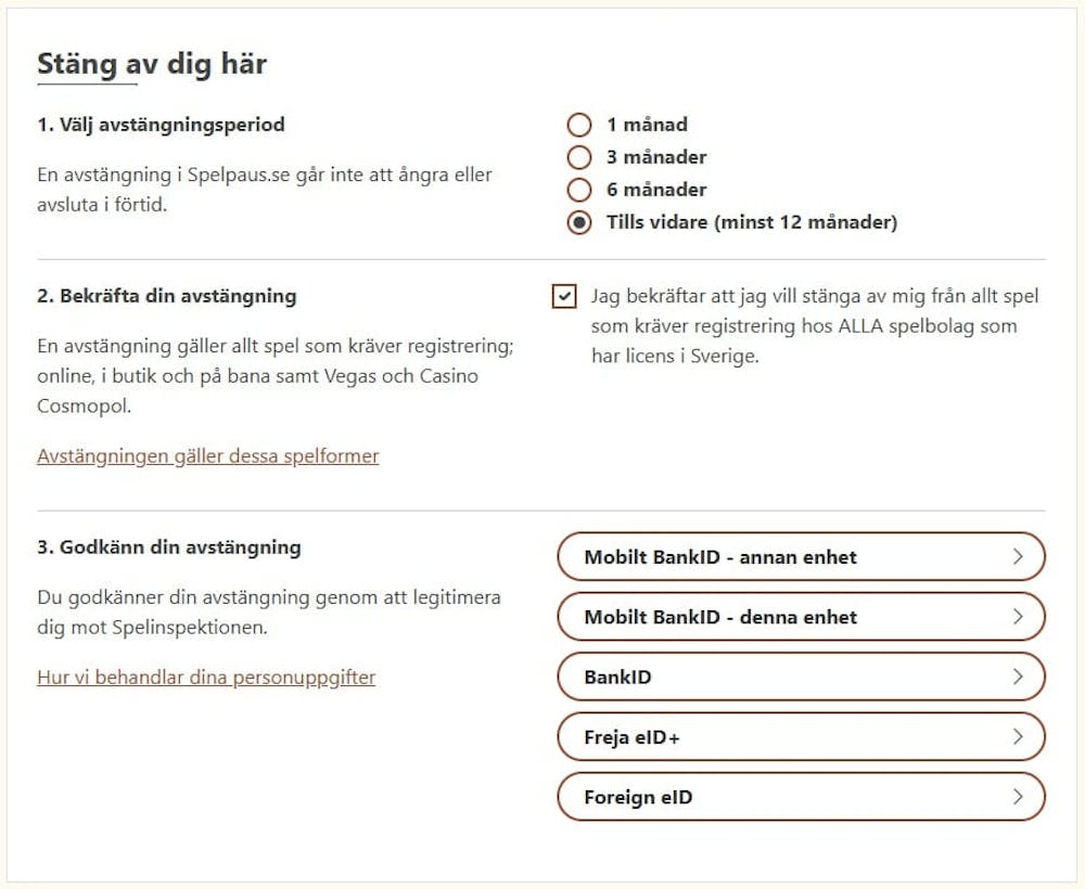 spelpaus avstängning
