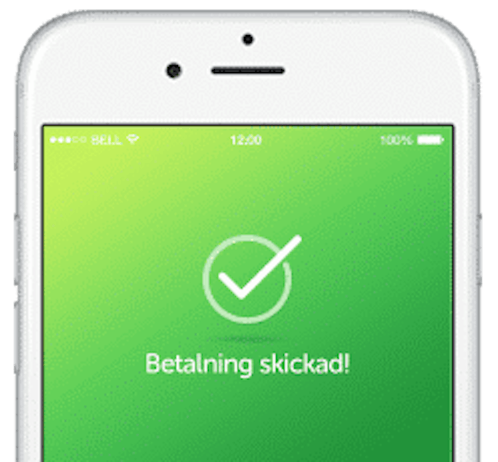 Bild som visar en lyckad Swish betalning